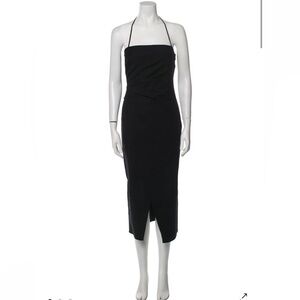 A.L.C. Black Ruched Cotton Midi Dress